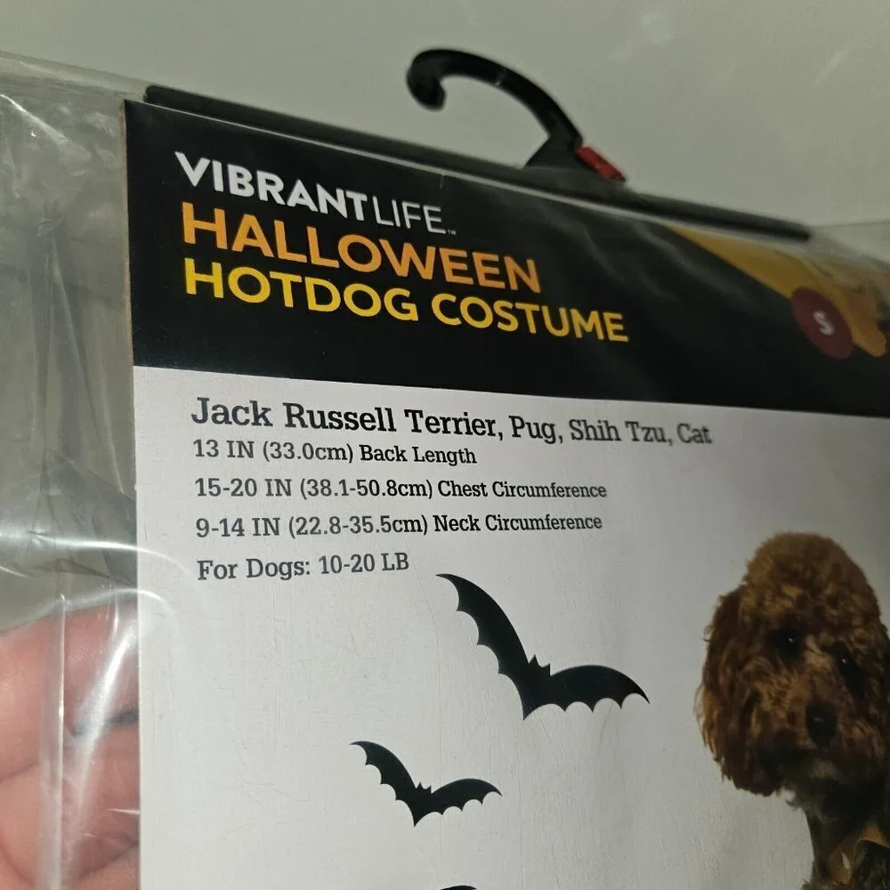 NEW Hot Dog Costume 1pc Pet Size Small Dog Cat (10-20 lb) Halloween Vibrant Life
